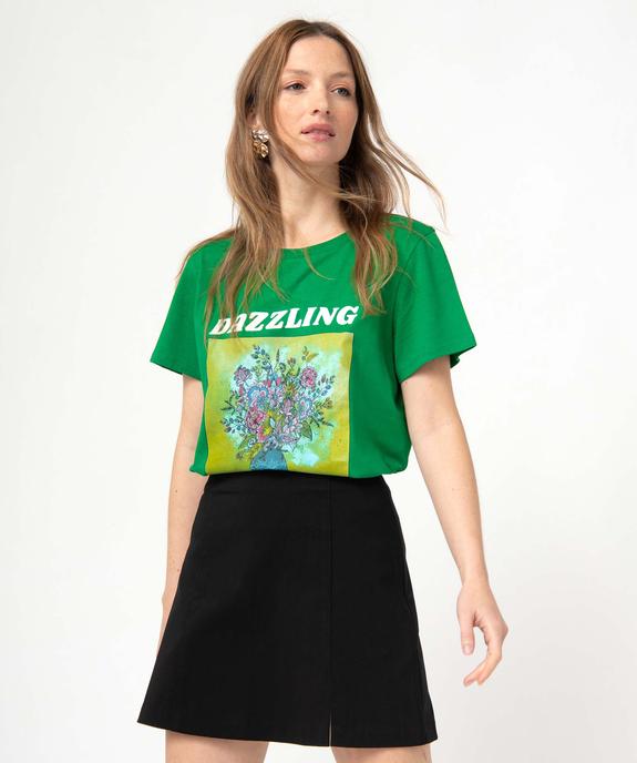 Tee-shirt femme à manches courtes avec motif XXL vue2 - GEMO(FEMME PAP) - GEMO