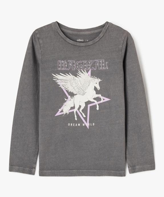 Tee-shirt manches longues imprimé à strass fille vue2 - GEMO (ENFANT) - GEMO