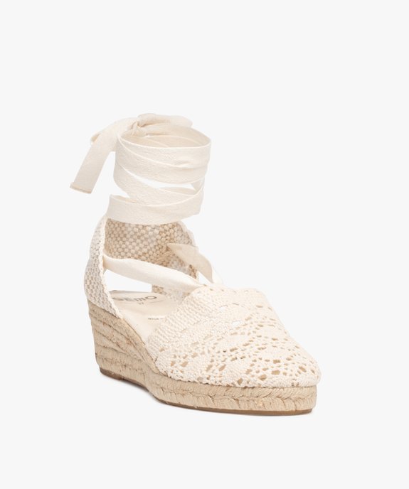 Sandales femme compensées dessus macramé uni vue2 - GEMO(URBAIN) - GEMO