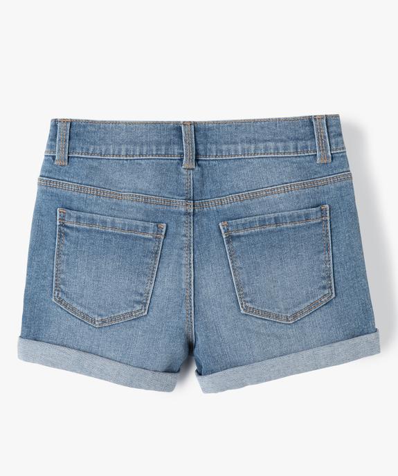 Short en jean extensible à revers fille vue3 - GEMO 4G FILLE - GEMO