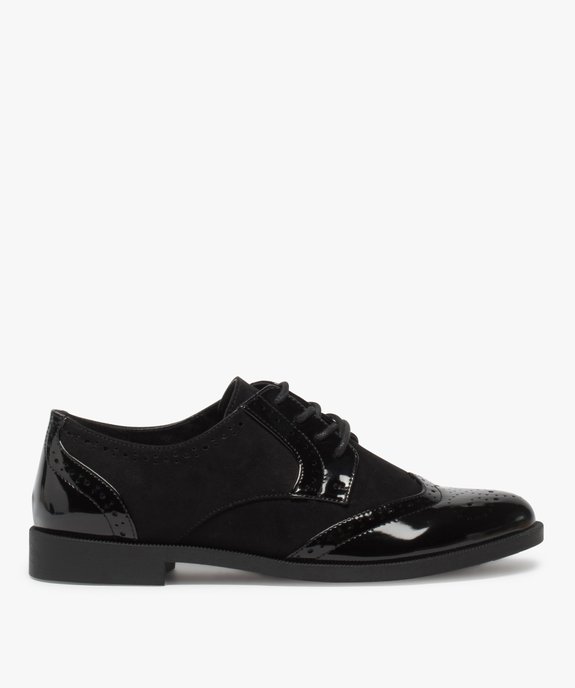 Derbies femme avec bout fleuri en amande et touches vernies vue1 - GEMO (CASUAL) - GEMO