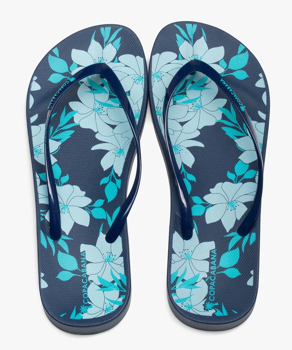 Tongs femme à semelle imprimée et brides fines - Copacabana Motif fleuri vue1 - COPACABANA - GEMO