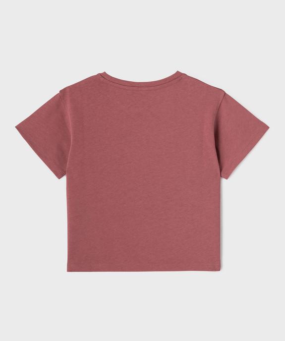 Tee-shirt manches courtes uni en coton épais fille vue3 - GEMO (ENFANT) - GEMO