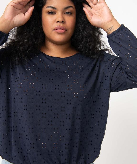 Tee-shirt femme grande taille ajouré à manches 3/4 vue2 - GEMO (G TAILLE) - GEMO