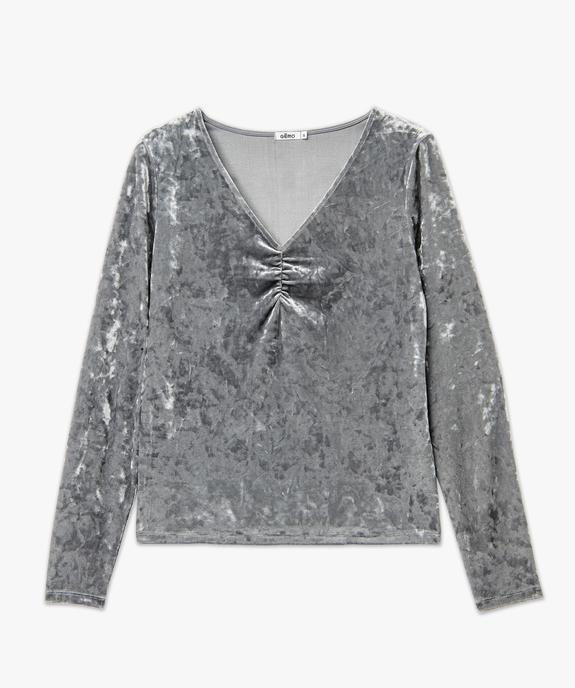Tee-shirt manches longues en velours col V femme - GEMO(FEMME PAP) Tee-shirt manches longues en velours col V femme vue4 - GEMO(FEMME PAP) - GEMO