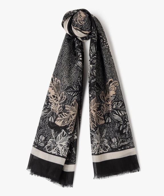Foulard bicolore à motif feuillage femme vue1 - GEMO (ACCESS) - GEMO