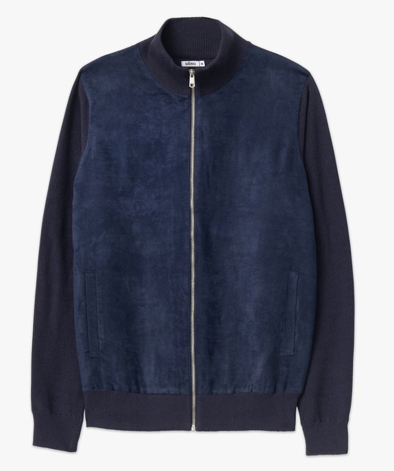 Gilet zippé en maille et suédine homme vue4 - GEMO (HOMME) - GEMO