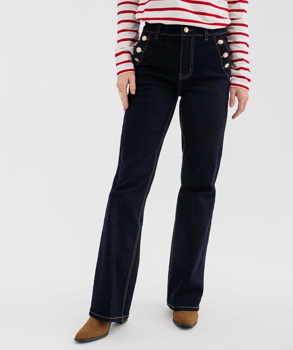 Jean Flare en denim extensible à effet pont femme - LuluCastagnette vue1 - LULU CASTAGNETTE GEMO FOR GOOD - GEMO