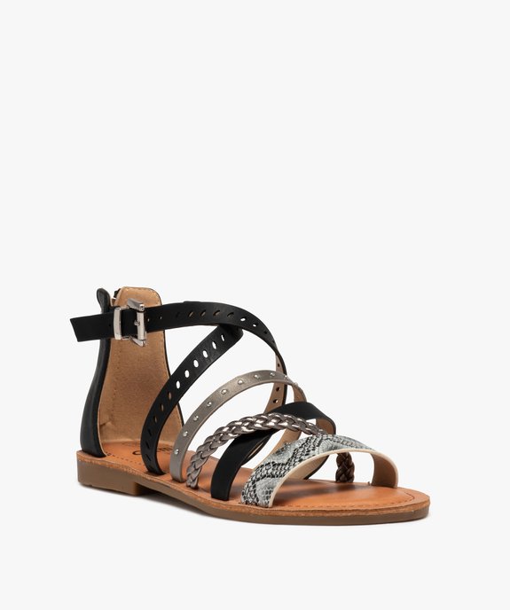 Sandales femme à talon fermé et brides fantaisie vue2 - GEMO (CASUAL) - GEMO