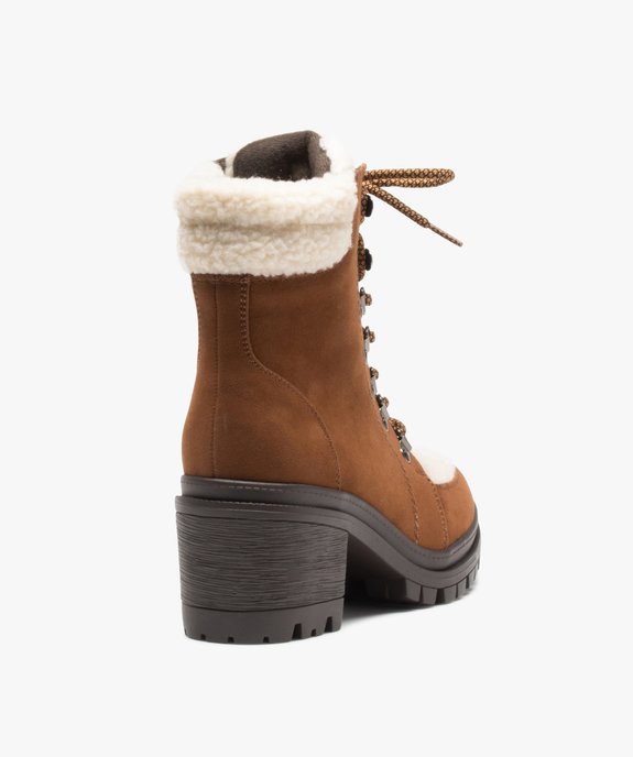 Boots fourrées femme à talon dessus sherpa et suédine vue5 - GEMO(URBAIN) - GEMO