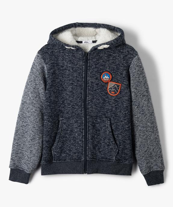 Sweat garçon zippé avec capuche doublé sherpa vue1 - GEMO (ENFANT) - GEMO