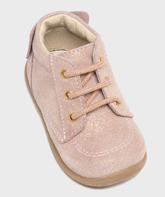 Chaussures premiers pas en cuir pailleté bébé fille - LuluCastagnette vue5 - LULUCASTAGNETTE - GEMO