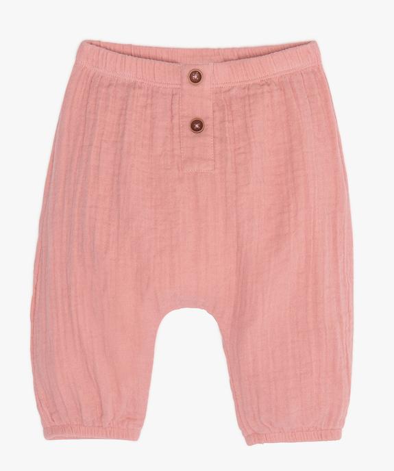 Pantalon bébé fille en gaze 100% coton biologique vue1 - GEMO 4G BEBE - GEMO