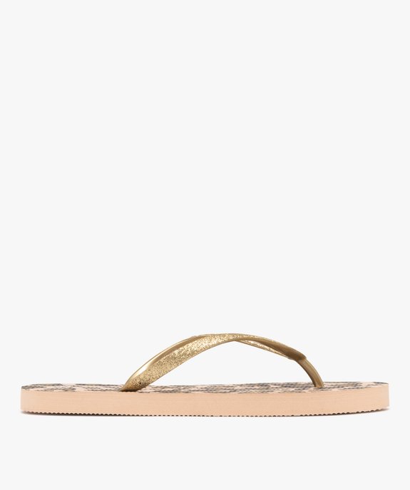 Tongs à brides pailletées et semelle motif léopard femme  vue2 - GEMO (PLAGE) - GEMO