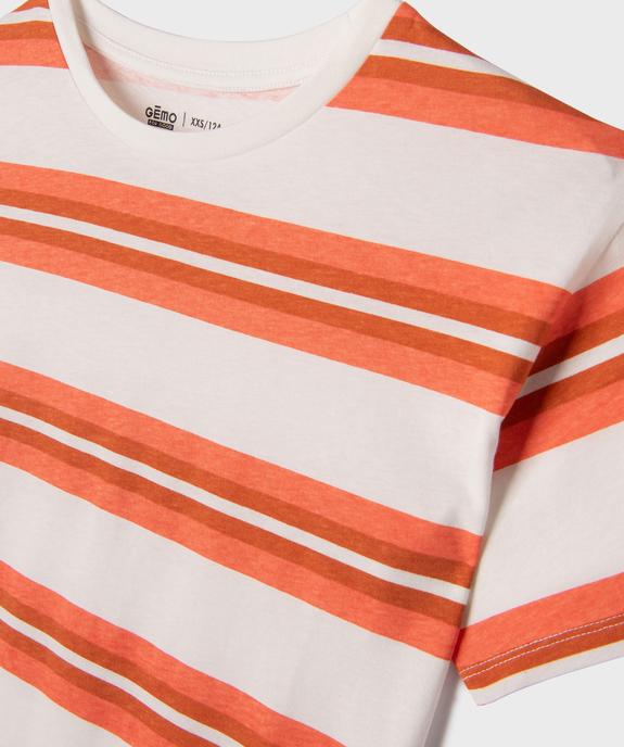 Tee-shirt manches courtes rayé fille vue3 - GEMO 4G FILLE - GEMO