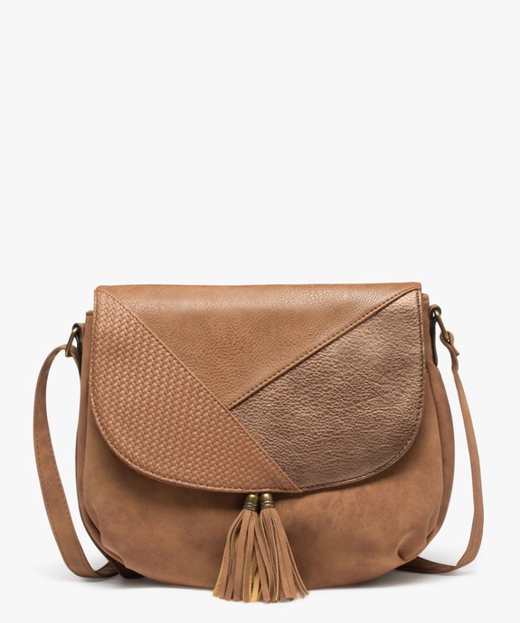 Sac à bandoulière avec rabat multi-matières femme vue1 - GEMO (ACCESS) - GEMO