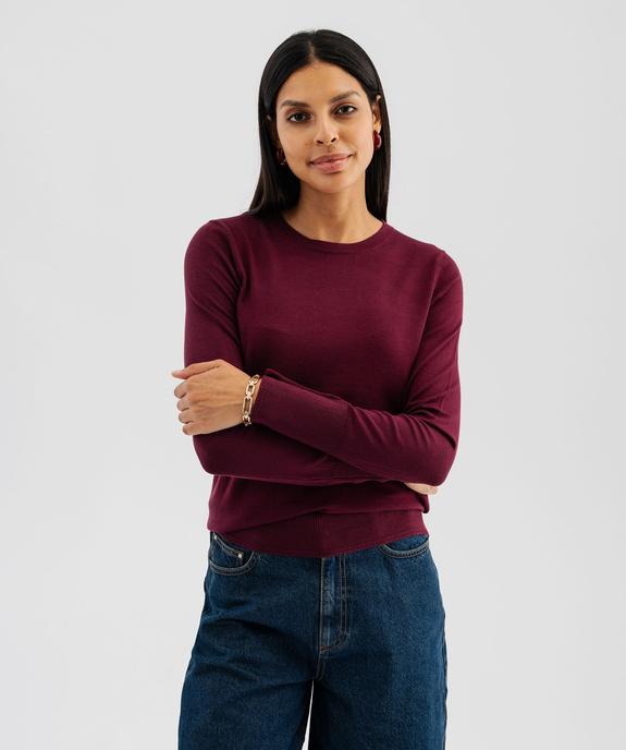 Pull col rond en maille viscose fine et souple femme vue1 - GEMO 4G FEMME - GEMO