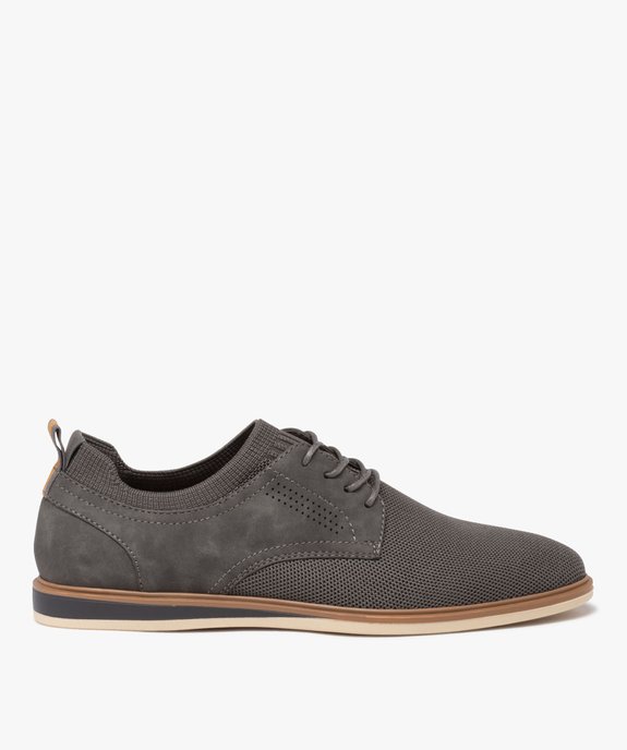 Derbies homme unis à col scratch avec détail en suédine vue1 - GEMO(URBAIN) - GEMO