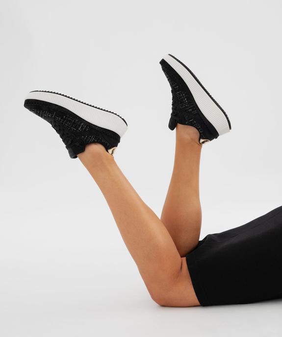 Baskets basses semelle plateforme et dessus textile élégant femme vue1 - 5 MILES - GEMO