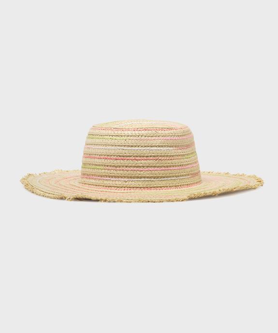 Chapeau en paille capeline orné de fils multicolores fille vue1 - GEMO (ACCESS) - GEMO
