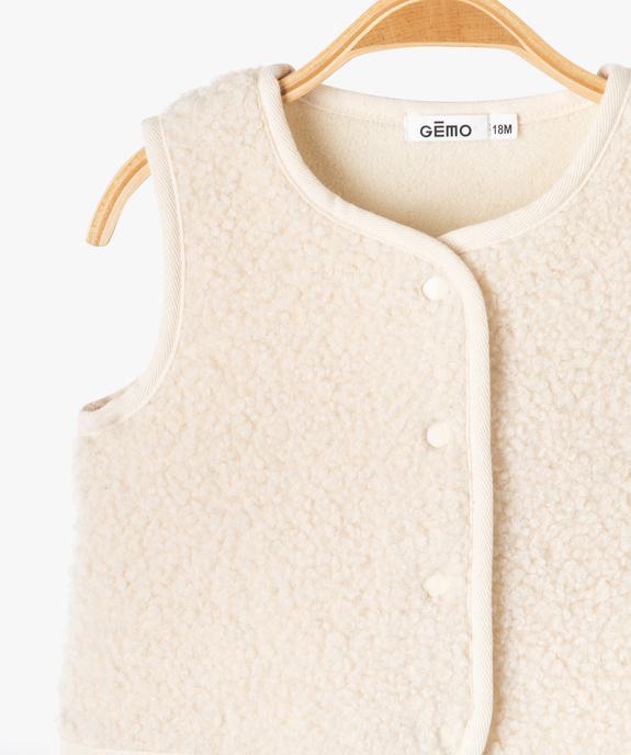 Gilet sans manches en sherpa bébé fille  vue3 - GEMO(BEBE DEBT) - GEMO