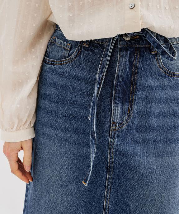 Jupe en jean longue et fendue avec ceinture à nouer femme vue3 - GEMO 4G FEMME - GEMO