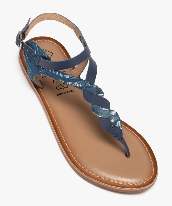 Sandales femme à talon plat et entre-doigts en cuir Coupe spéciale pied large vue5 - GEMO (CASUAL) - GEMO