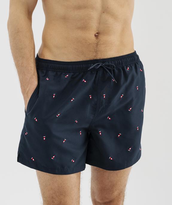 Short de bain à petits motifs brodés homme vue2 - GEMO 4G HOMME - GEMO