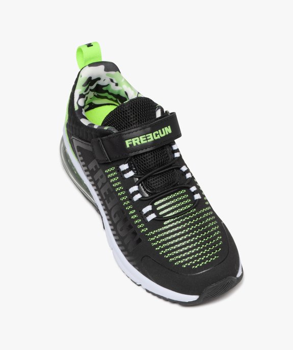 Baskets à scratch avec détails fluo et semelle à bulle d'air garçon - Freegun vue5 - FREEGUN - GEMO
