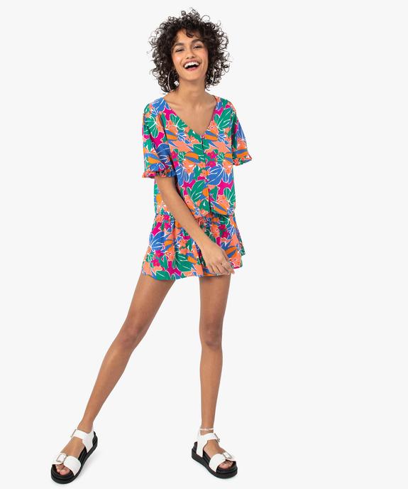 Blouse imprimée à manches courtes coupe courte femme vue5 - GEMO 4G FEMME - GEMO