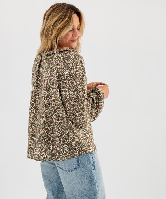 Blouse manches longues en viscose fleurie femme vue3 - GEMO 4G FEMME - GEMO