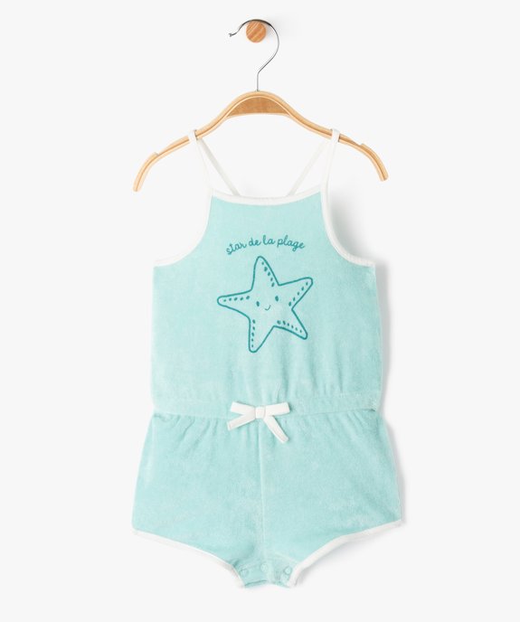 Combishort bébé fille en éponge à fines bretelles croisées au dos vue1 - GEMO(BEBE DEBT) - GEMO