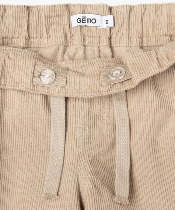 Pantalon chino en velours à taille élastiquée garçon vue3 - GEMO (ENFANT) - GEMO