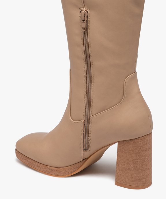 Bottes femme unies à talon haut et à bout carré vue6 - GEMO(URBAIN) - GEMO
