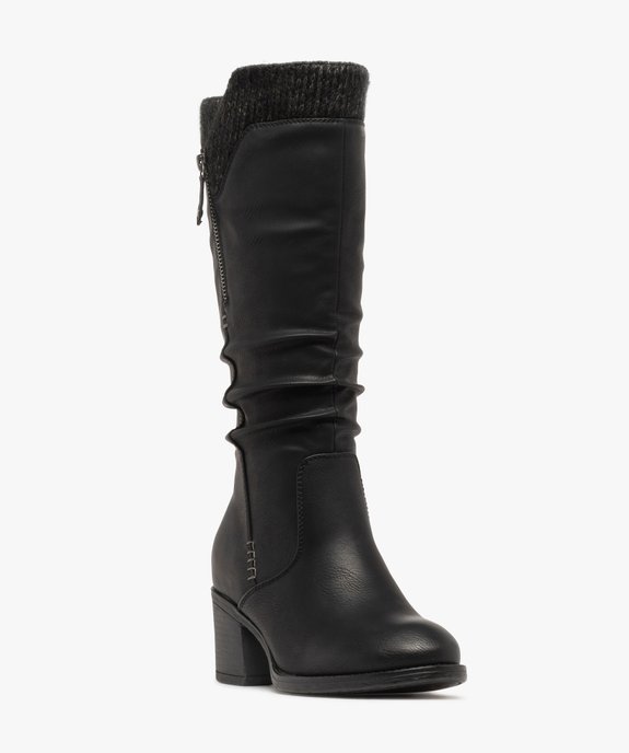 Bottes doublure chaude avec empiècement tricoté sur la tige femme vue2 - GEMO(URBAIN) - GEMO