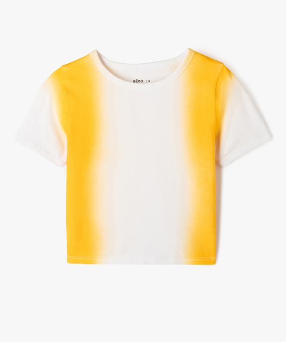 Tee-shirt à manches courtes coupe courte effet tie and dye fille vue1 - GEMO 4G FILLE - GEMO