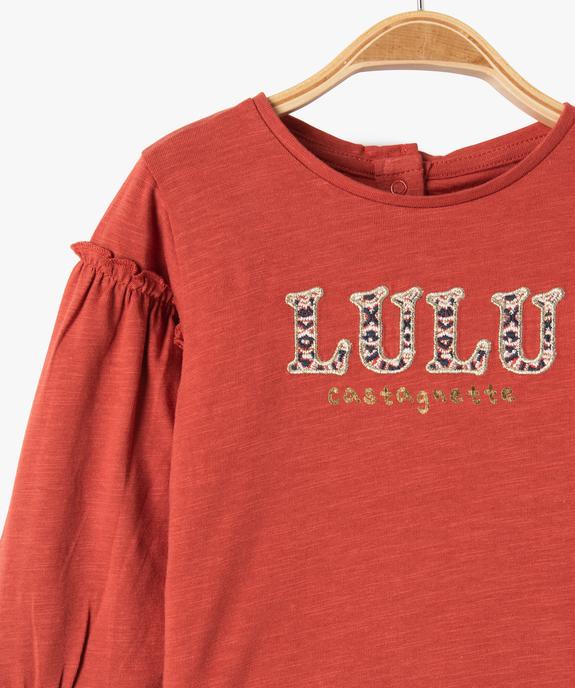 Tee-shirt bébé fille à manches longues fantaisie et broderie - LuluCastagnette vue2 - LULUCASTAGNETTE - GEMO