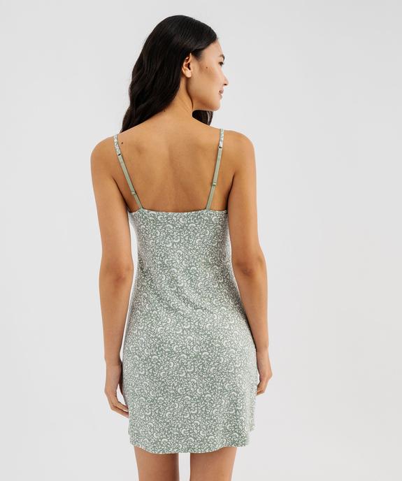 Nuisette en viscose avec col V dentelle et fines bretelles femme vue3 - GEMO 4G FEMME - GEMO