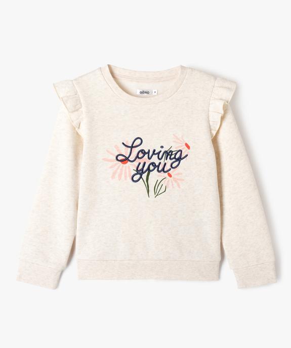 Sweat à motifs fleuris avec volants sur les épaules fille vue1 - GEMO 4G FILLE - GEMO