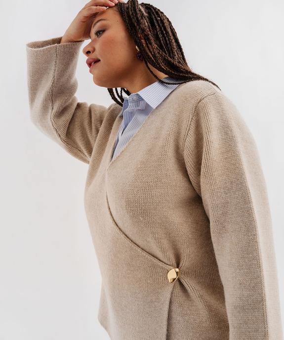 Gilet en grosse maille fermeture croisée femme grande taille vue2 - GEMO (G TAILLE) - GEMO