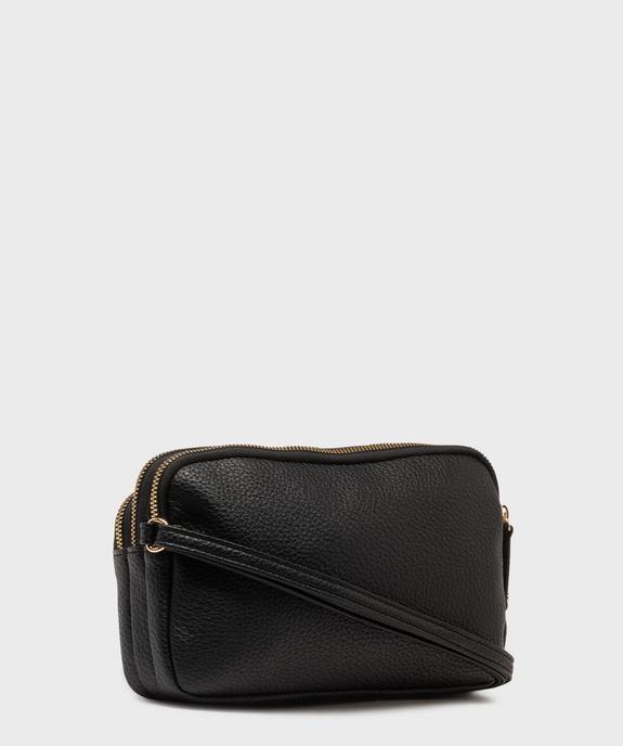 Sac à bandoulière 3 compartiments zippés en matière grainée femme vue5 - GEMO (ACCESS) - GEMO