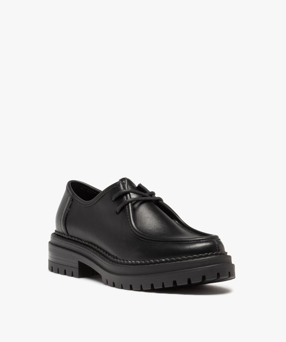 Derbies femme unis à lacets et semelle crantée vue2 - GEMO (CASUAL) - GEMO