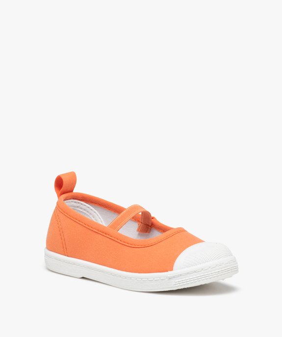Ballerines fille en toile unie et bout renforcé vue2 - GEMO (ENFANT) - GEMO