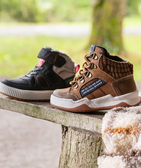 Bottes bébé garçon avec col moussée en maille à zip et à lacets vue7 - BUGGY - GEMO