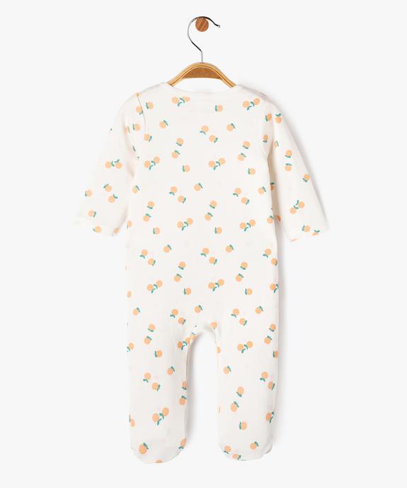 Pyjama dors-bien imprimé en coton fermeture devant bébé fille vue4 - GEMO 4G BEBE - GEMO