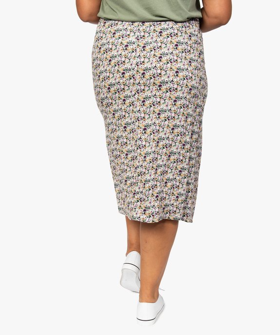 Jupe femme grande taille à motifs fleuris fendue sur l’avant vue3 - GEMO (G TAILLE) - GEMO