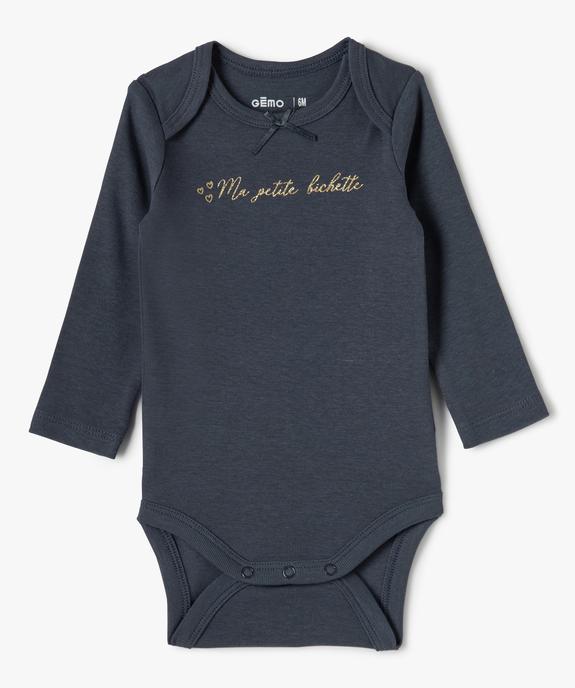 Body bébé fille manches longues avec motif biche (lot de 3) vue3 - GEMO 4G BEBE - GEMO