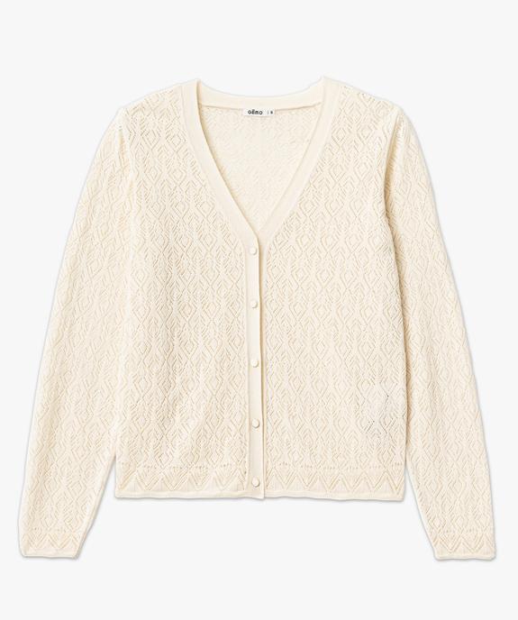 Gilet en fine maille ajourée à boutons fantaisie femme vue4 - GEMO 4G FEMME - GEMO