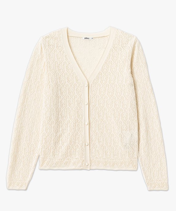 Gilet en fine maille ajourée à boutons fantaisie femme vue4 - GEMO 4G FEMME - GEMO