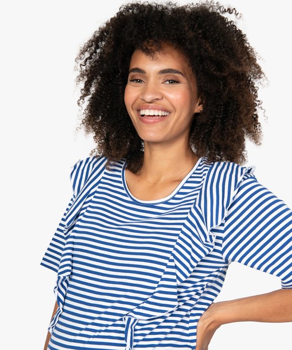 Tee-shirt de grossesse rayé à volants vue2 - GEMO (MATER) - GEMO